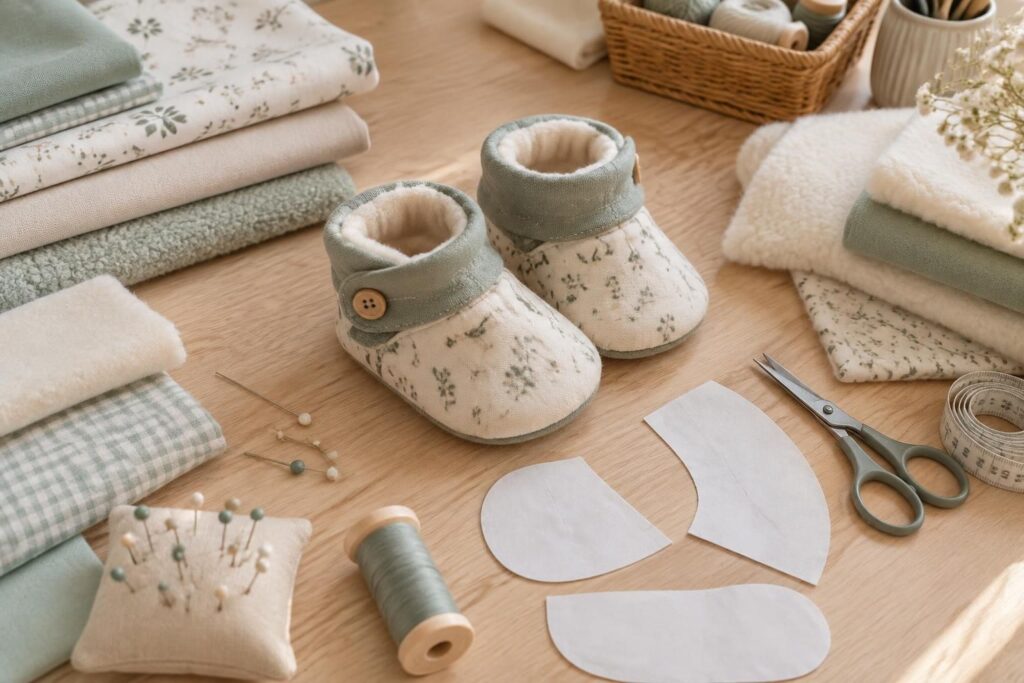 découvrez des patrons gratuits de chaussons bébé à coudre et choisissez des tissus doux, confortables et adaptés aux tout-petits.