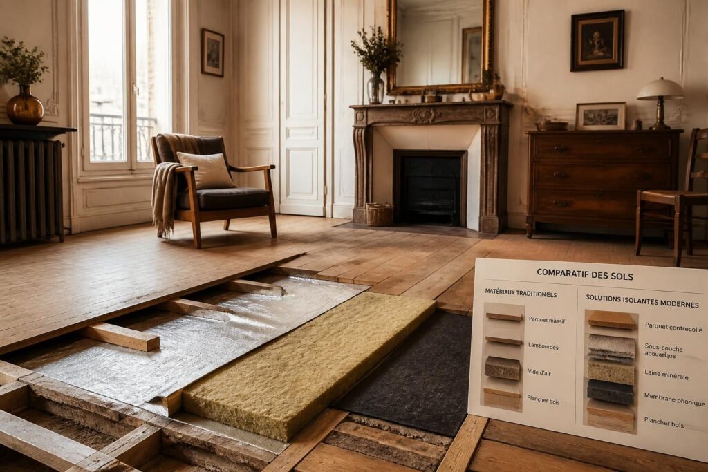 découvrez les meilleures solutions d'isolation du sol pour maison ancienne, avec une analyse des prix et des conseils pour une isolation phonique efficace.