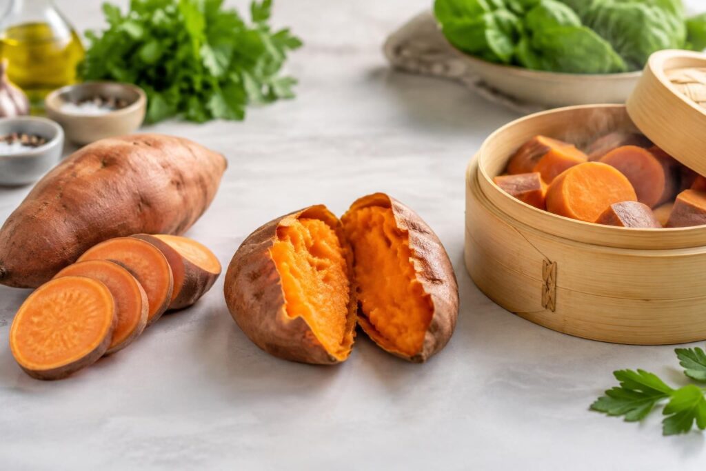 Calorie patate douce crue, cuite ou vapeur : comparatif et bienfaits